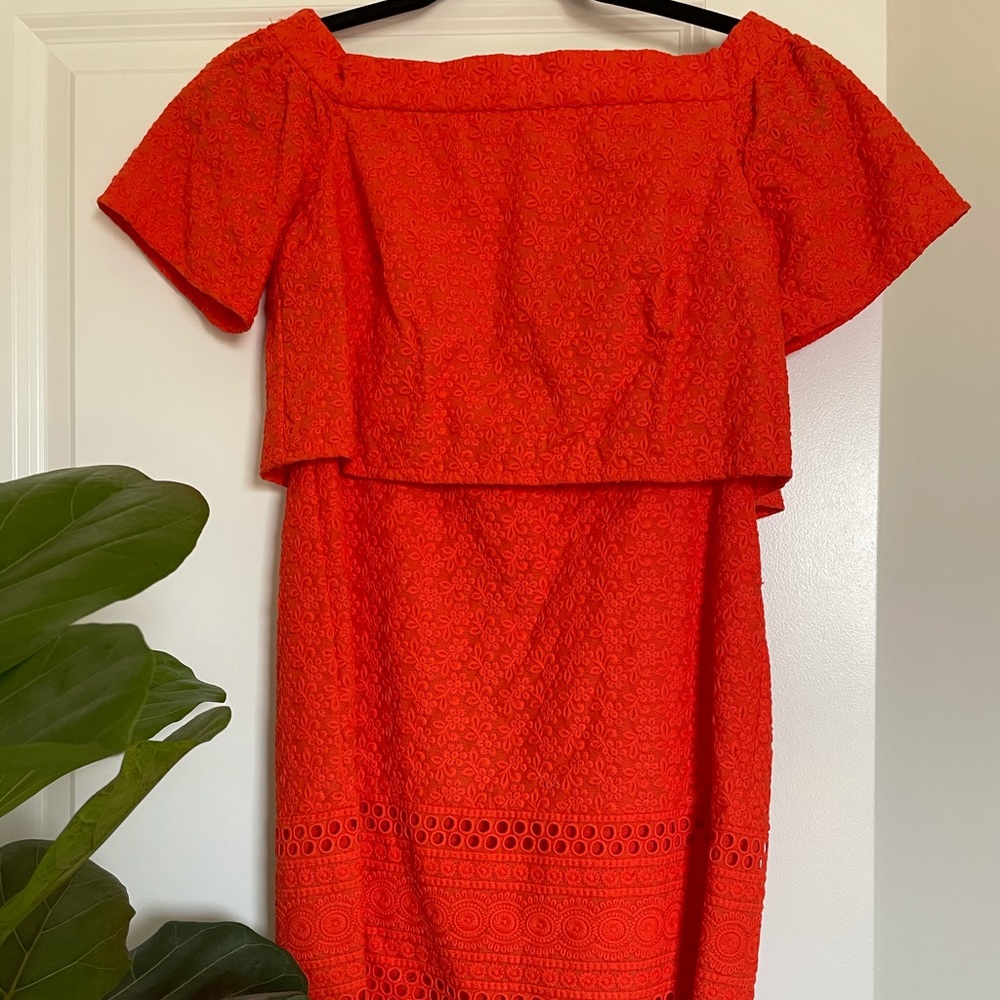 TopShop off the shoulder red mini dress